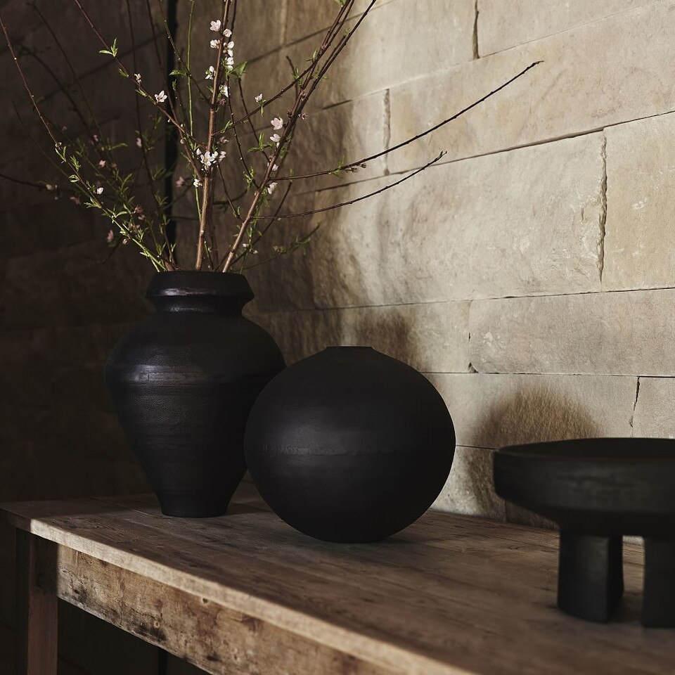 Rough Industrial Black Ceramic Centrepiece Bowl West Elm UK